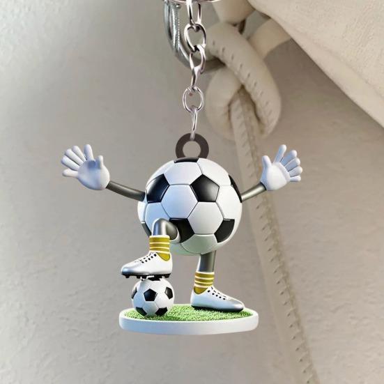Nyckelring 2D Akryl Fotbollsberlock Nyckelring Bilinteriör Fint Hantverk Nyckelring Ryggsäckar Handväskor Bilar Plånböcker Tillbehör
