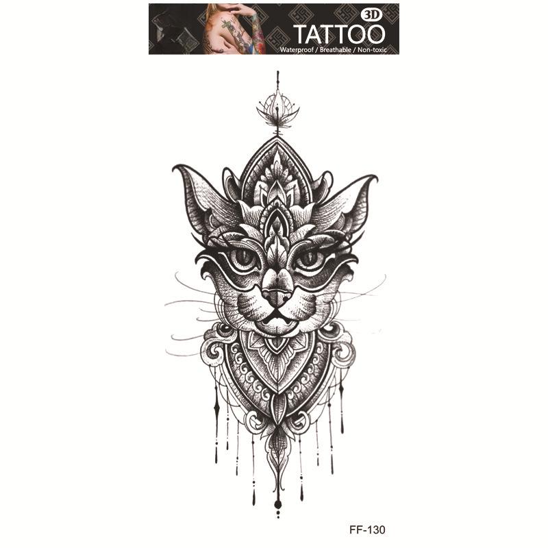 Yuanhua Waterproof Wolf Head Totem & Arabic Text Tattoo Stickers