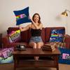 Süß Lustig Regenbogen Alien Katze Dekorativ Raum Ästhetik Kissenbezug Heimdekor Schlafzimmer Sofa Bett Couch Kissenbezug x Mode