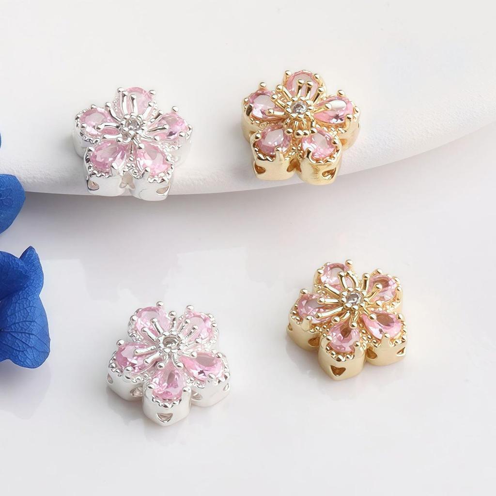 14K Gold-filled Color-preserving Zirconia Butterfly & Flower Spacer Beads for DIY Jewelry