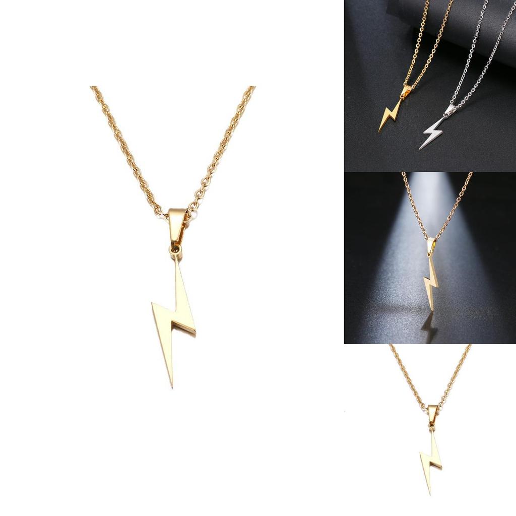 Modern Stainless Steel Lightning Pendant Chain Jewelry For Men And Women With Durable Electroplate Finish