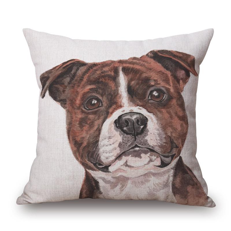 Hand Painting Animals Cushion Covers Bulldog Bull Terrier Labradoodle Dog Cat Print Decorative Pillow Case