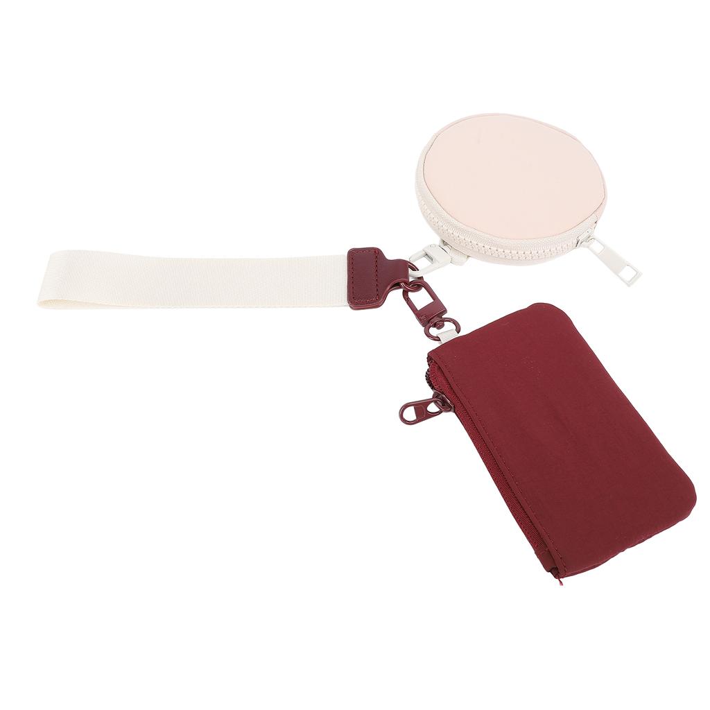 Keychain Wallet Dual Pouch Portable Wallet Miniature Detachable Wristlet Keychain Wallet for Key Lip