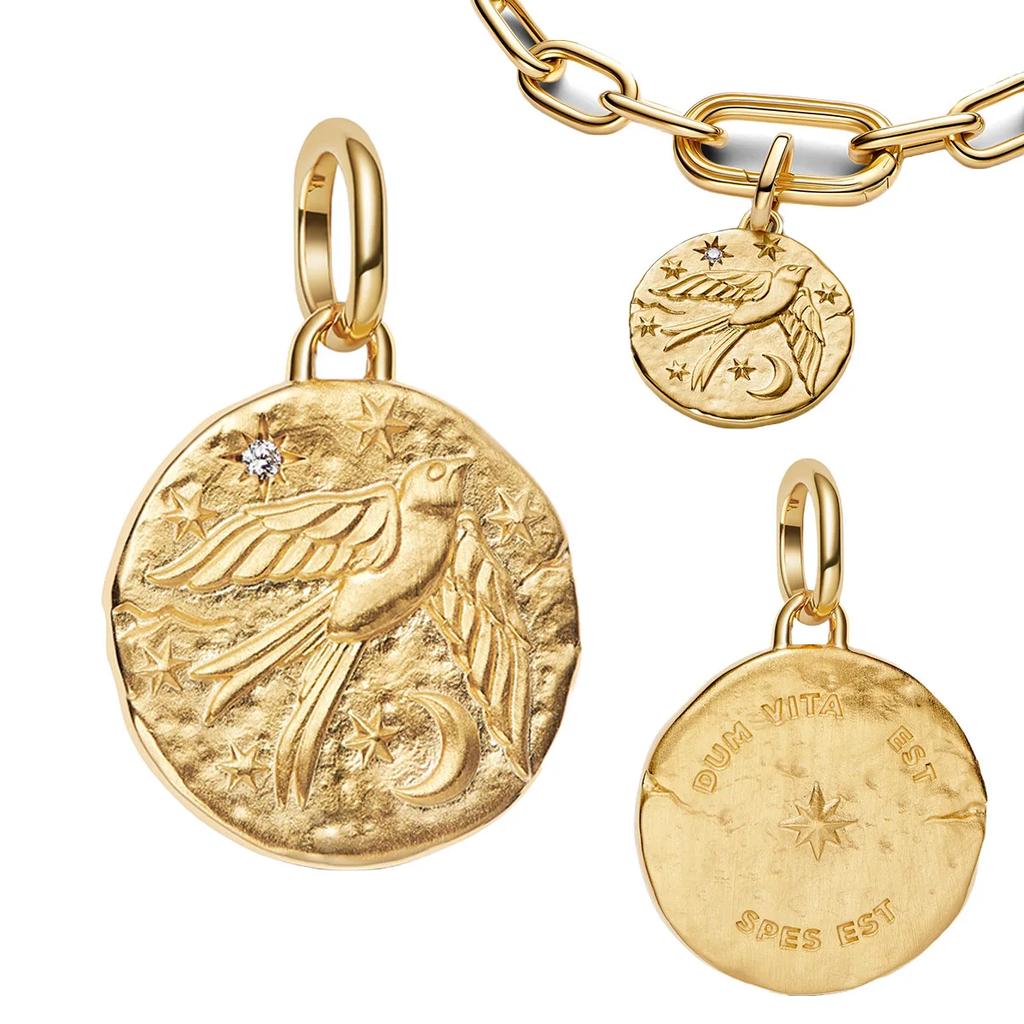 Authentische Kupfer Goldene Runde Anhänger Pferd Löwe Schloss Perlen Armbänder Halskette Damen Weihnachten Halloween DIY Geschenk