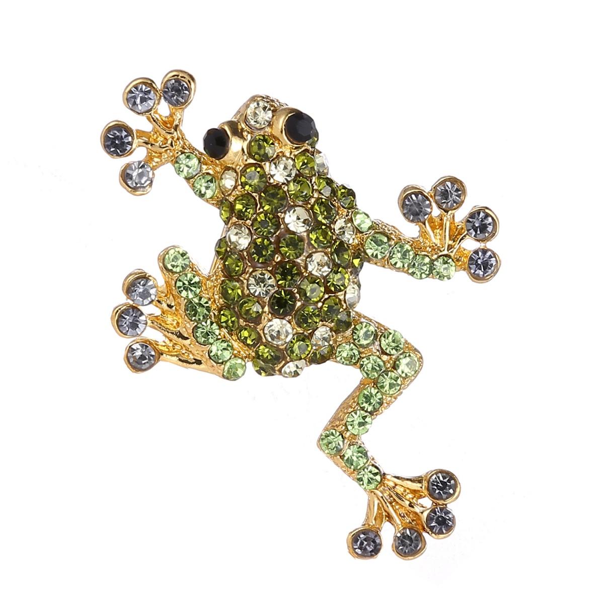 

Exquisite Full Rhinestone Cute Frog Brooch For Women Men Luxury Vivid Animal Funny Froggy Lapel Badge Buckle Pins Party Jewelry