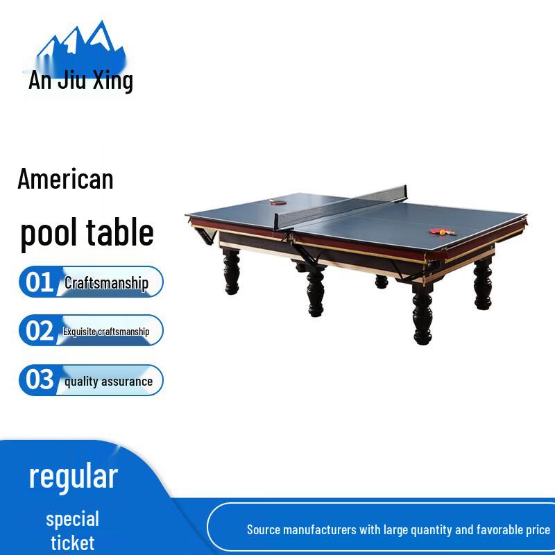 Anjiuxing American Pool Table, Solid Wood, Automatic Return