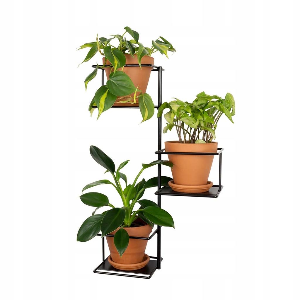 Jungle Wall Flower Stand for 3 Pots, Metal Plant Holder, Green Wall, Flower Hanger