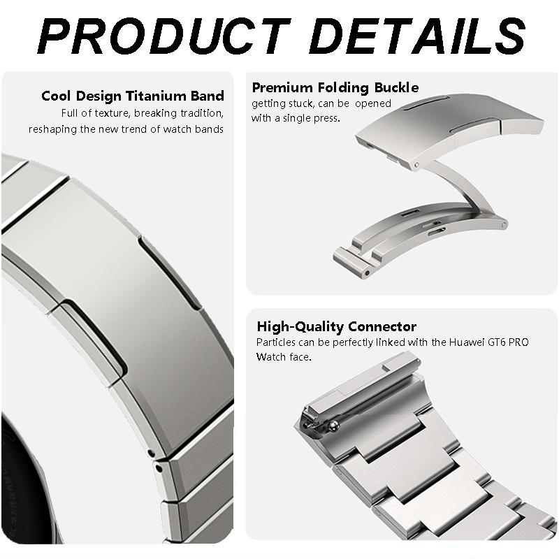 Oryginalny Metalowy Pasek Tytanowy Bez Szpar Dla Huawei Watch GT6 Pro 46mm Luksusowa Bransoleta Dla Huawei Watch GT 6 46mm Specjalistyczny Pasek Zegarkowy Z Szybkim Zapięciem