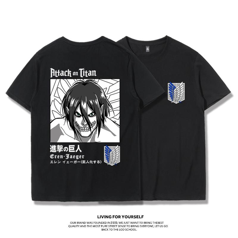 Attack Giant T-shirt Wings of Freedom Alan Mikasa Livel Soldier Anime 100% Cotton Short Sleeve Men's Fashion