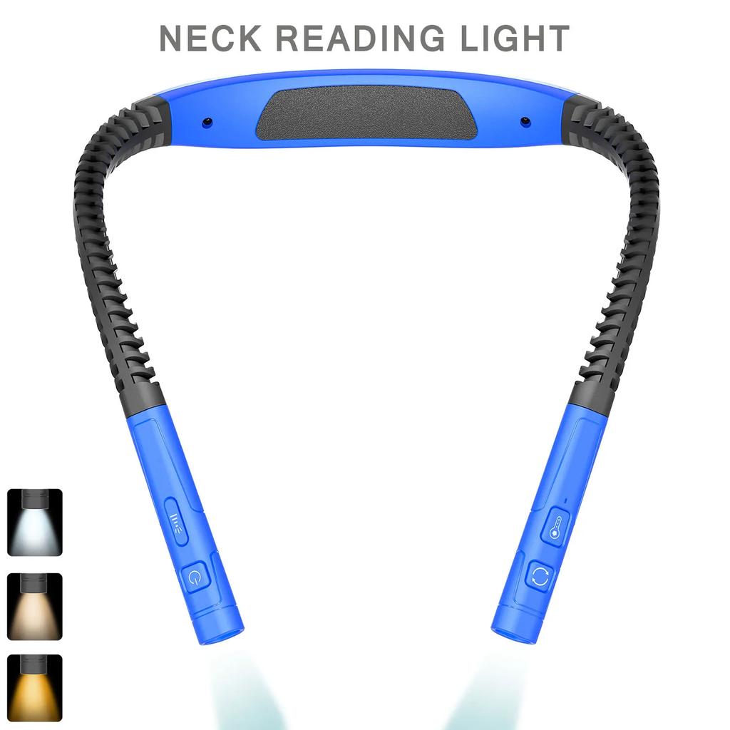 LED Nackenleselampe 3 Helligkeiten Buchlampe USB Wiederaufladbar Flexibler Arm Nackenleselampe Beleuchtung