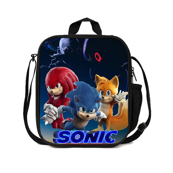 Sonic Lunch Bag Student Picnic Bag Oxford Cloth Cartoon Printed Portable Lunch Box Bag