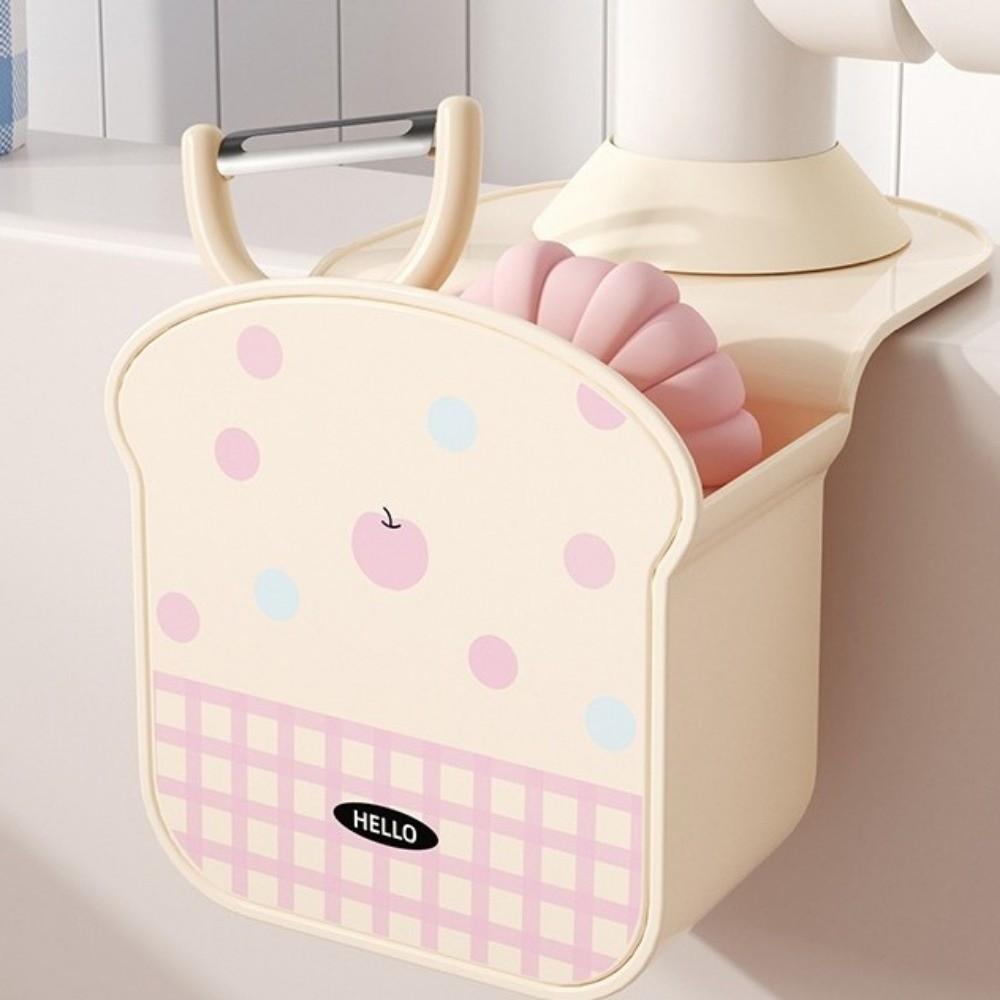 Hanging Design Sink Hanging Strainer Basket Toast Shaped Macaron Design Kitchen Sink Storage Polka Dot Print Detachable