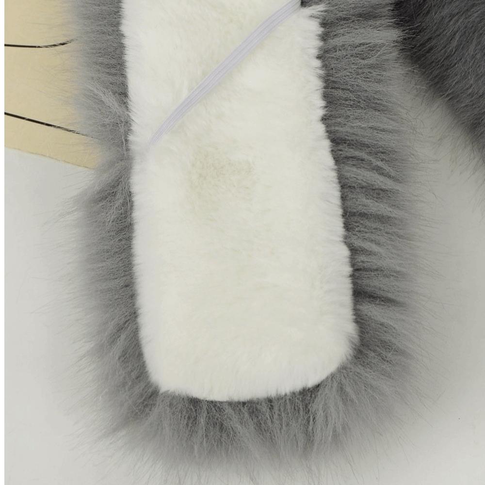 Soft Plush Faux Fur Scarf Fake Fox Hair Fur Neck Warmer Fashion Cross Scarf Women