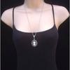 Vintage Ladies Cameo Pendant Black Necklace 18 Inch Chain Steampunk Ladies Silver