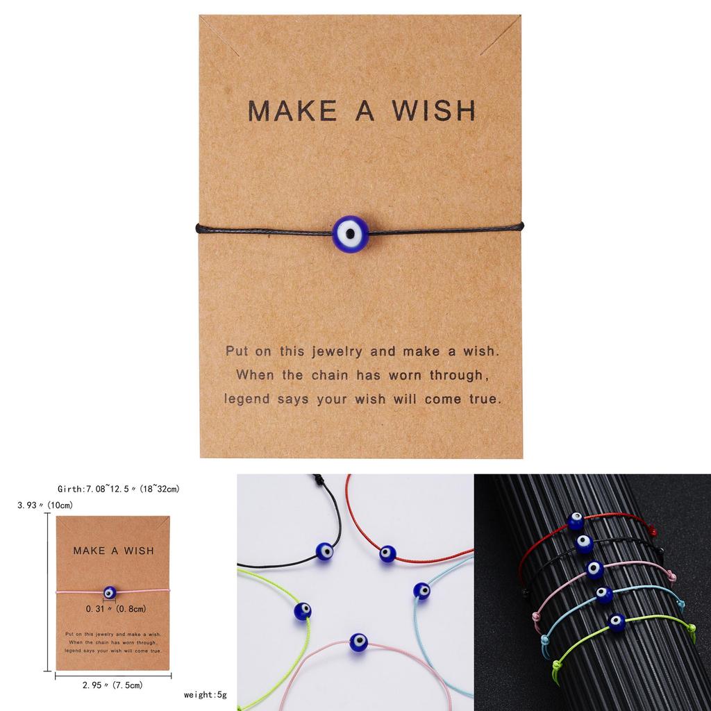Make A Wish Paper Card Evil Eye Jewelry With Beads And Alloy For Men And Women
