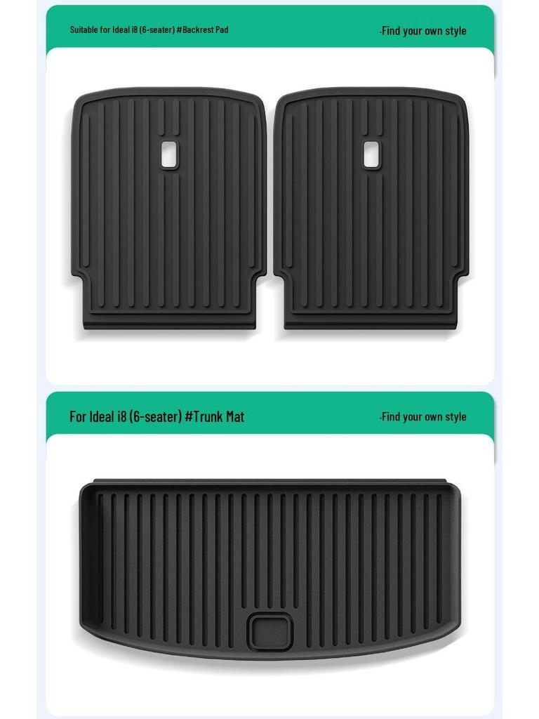 Ideal I8 Car Floor Mat Set: Compatible with 25 Models - Includes TPE Floor, Trunk, and Seat Back Mats.