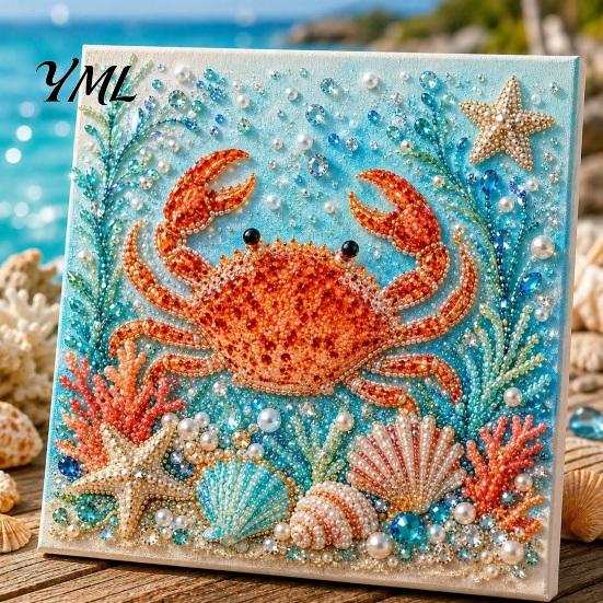Pittura Creativa con Perline Tartaruga Marina Polpo Fai da Te Kit Perle 3D, Tema Oceano Diamond Art Kit Decorazioni Sottomarine per Adulti Principianti, Kit Tutto Perle Dot Wall