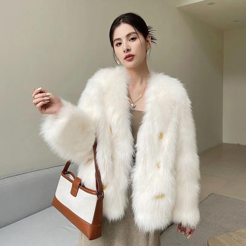 WTEMPO Autumn Winter Imitation Fur Solid Color Versatile Plush Coats Women Large Size Loose Casual Warm Jackets