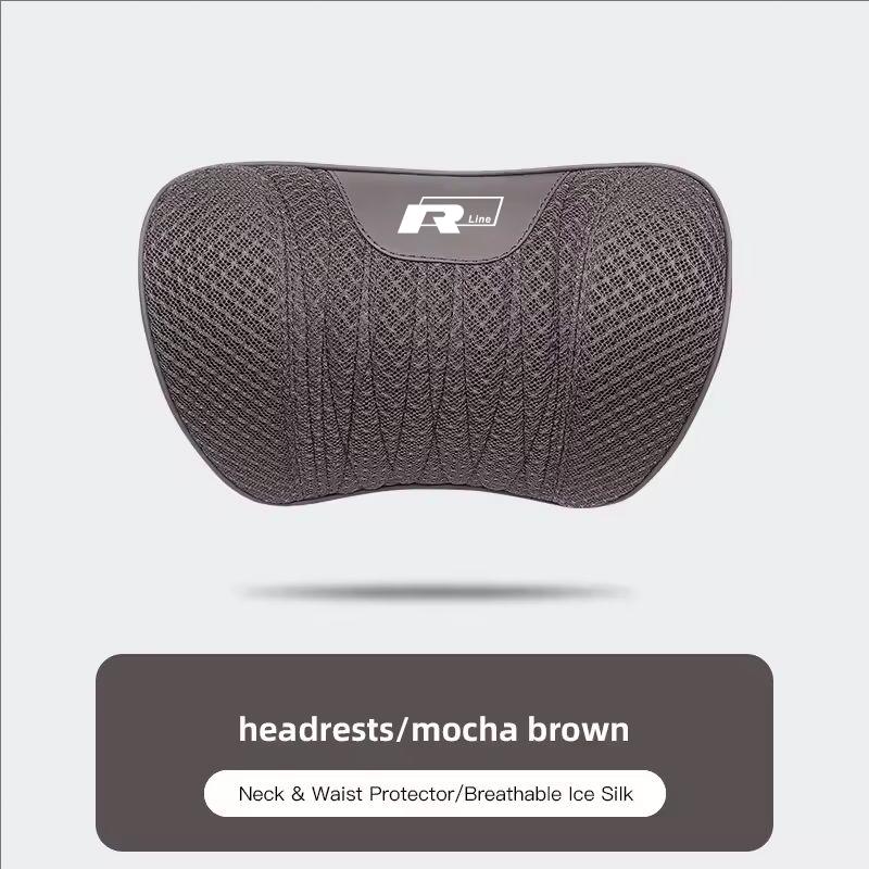 Car Neck Pillow Seat Cover Lumbar Support Headrest For VW GTI Polo T5 Passat Golf Tiguan Jetta CC T-ROC Scirocco Beetle Hub Cap