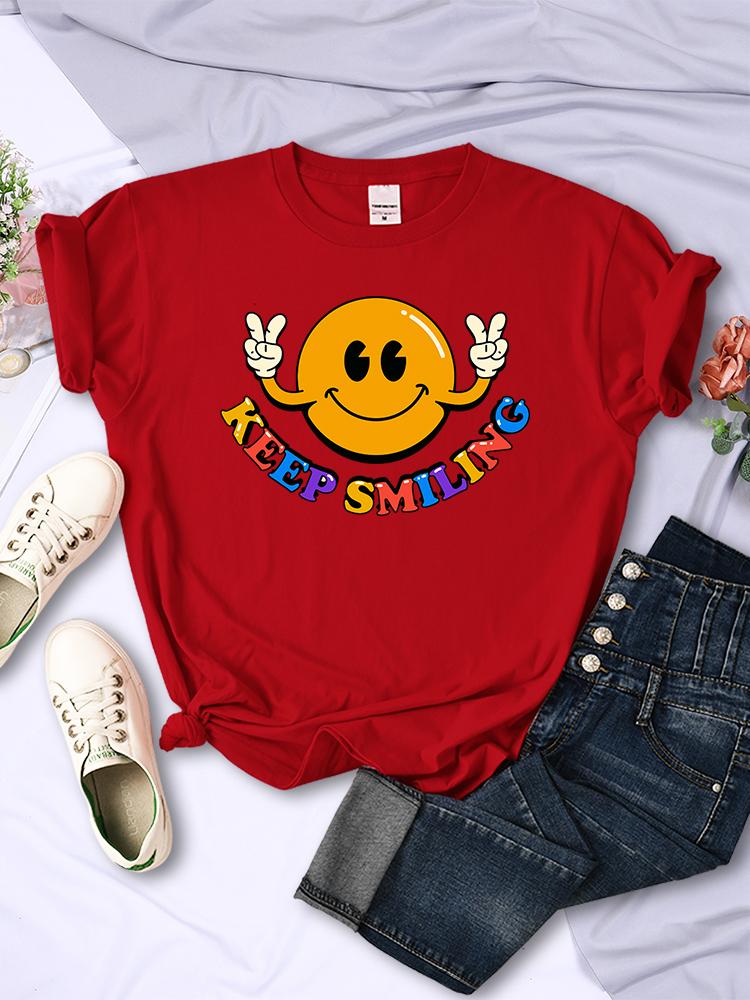 

Keep Smiling To Life Print Women T-Shirts Summer Fashion Soft Tshirts Street Hip Hop Clothes Comfortable Casual T Shirt Female L