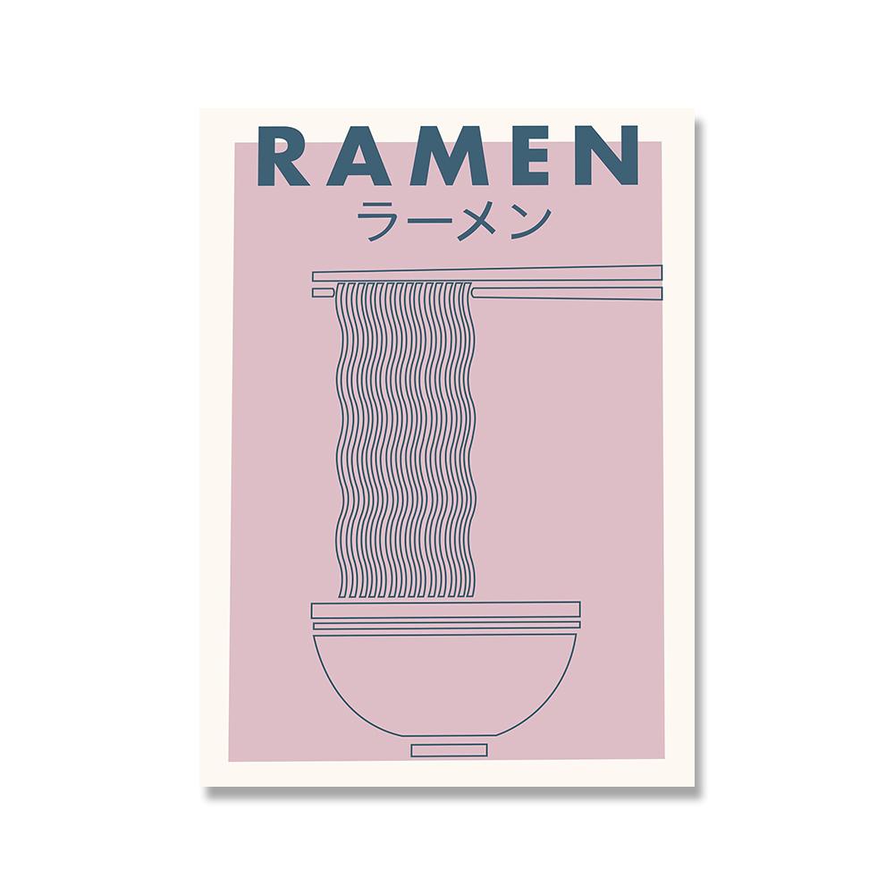 

Японская еда, настенные художественные принты, забавные линейные плакаты с лапшой рамэн, кухонный художественный холст, картины для гостиной, домашний декор 21x30cm No Framed