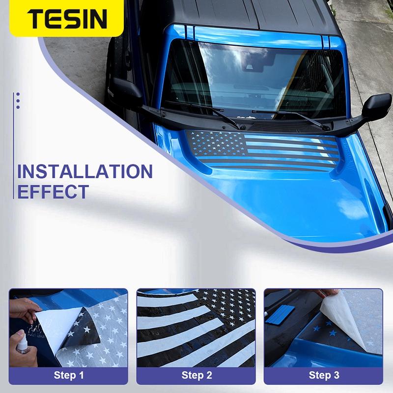 TESIN PVC Front Motorhaube Dekoration Abdeckung Aufkleber Trim für Ford Bronco 2022 2023 Up Außen Zubehör Auto