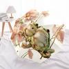 Frog and Flowers pattern, automatic folding umbrella, portable and foldable design, 8 ribs, a Christmas or birthday gift.