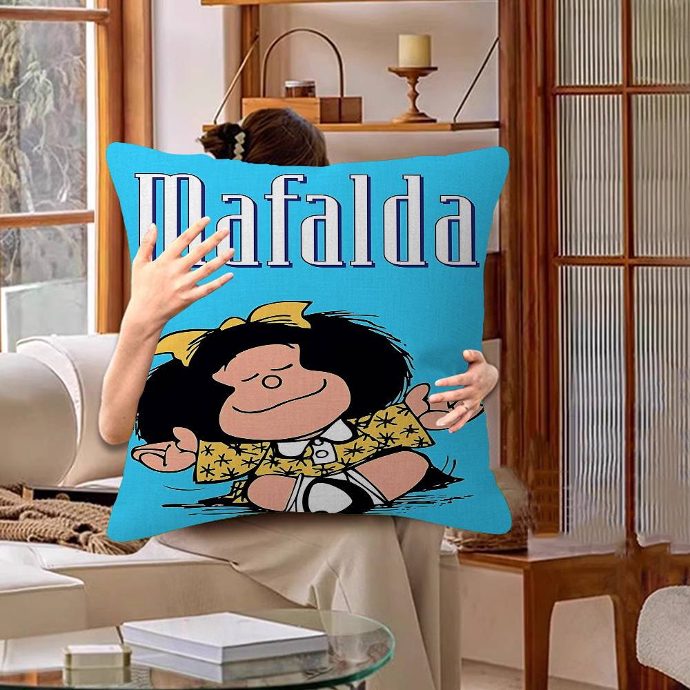 Cute Cartoon Mafalda Cushion Cover Polyester Sofa Cushions Decorative Throw Pillows Home Decoration Pillowcover