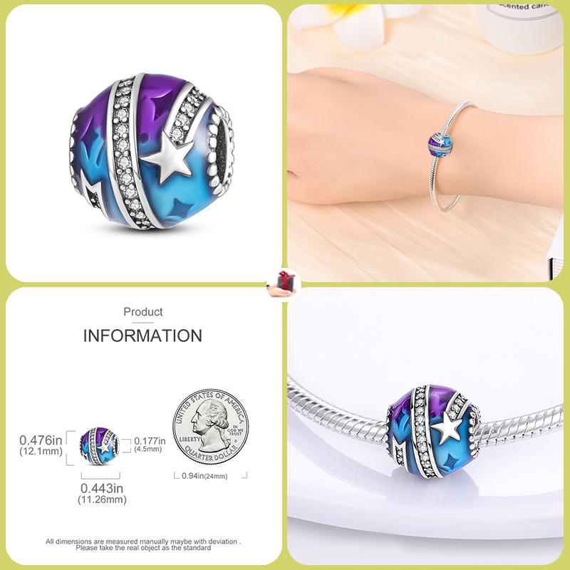925 Silver Globe Airplane Charm Beads For DIY Bracelet Making Ladies Jewelry 3mm Original Design
