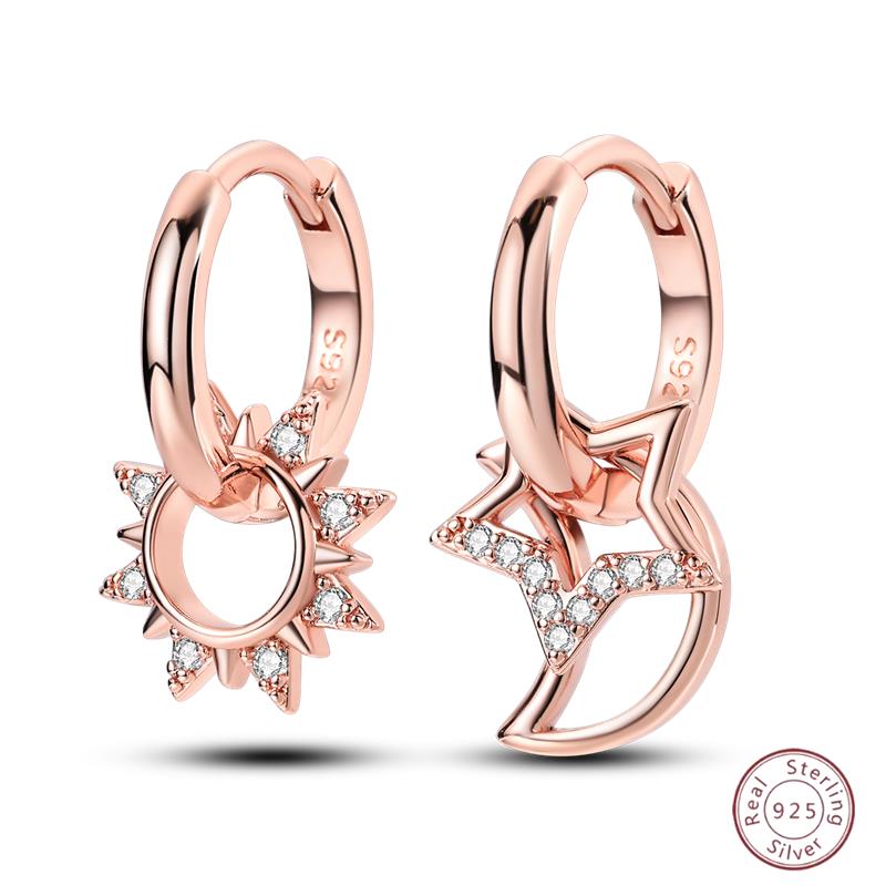 925 Ayar Burgu Halka Küpeler Minimalist Altın Yuvarlak Moda Zirkon Tokalı Düğün Takısı Kadınlar İçin Hediye