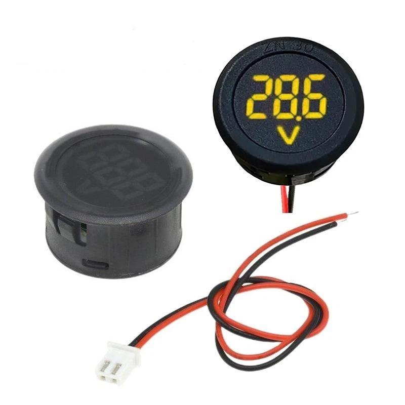 DC 4-100V Mini Voltage Meter Round LED Digital Display Voltmeter Tester for Car Motorcycle Truck RV 12V 24V Applicable