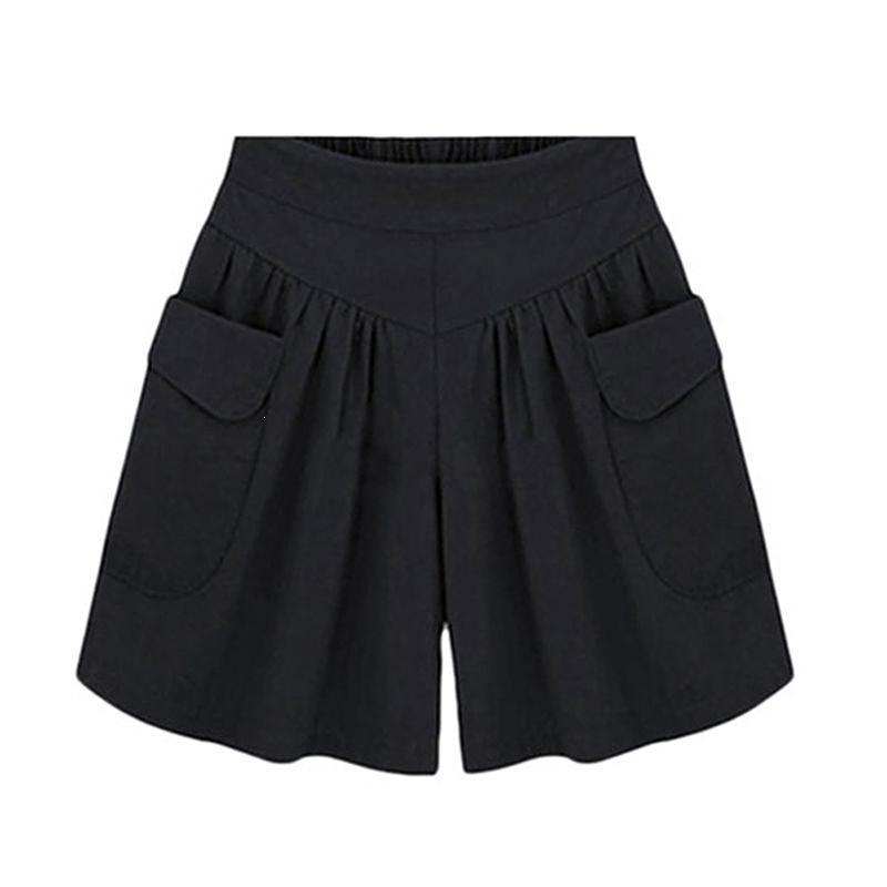 Women s High Waist Wide Leg Shorts Elastic Waist Pleated Casual Shorts with Side Pockets M