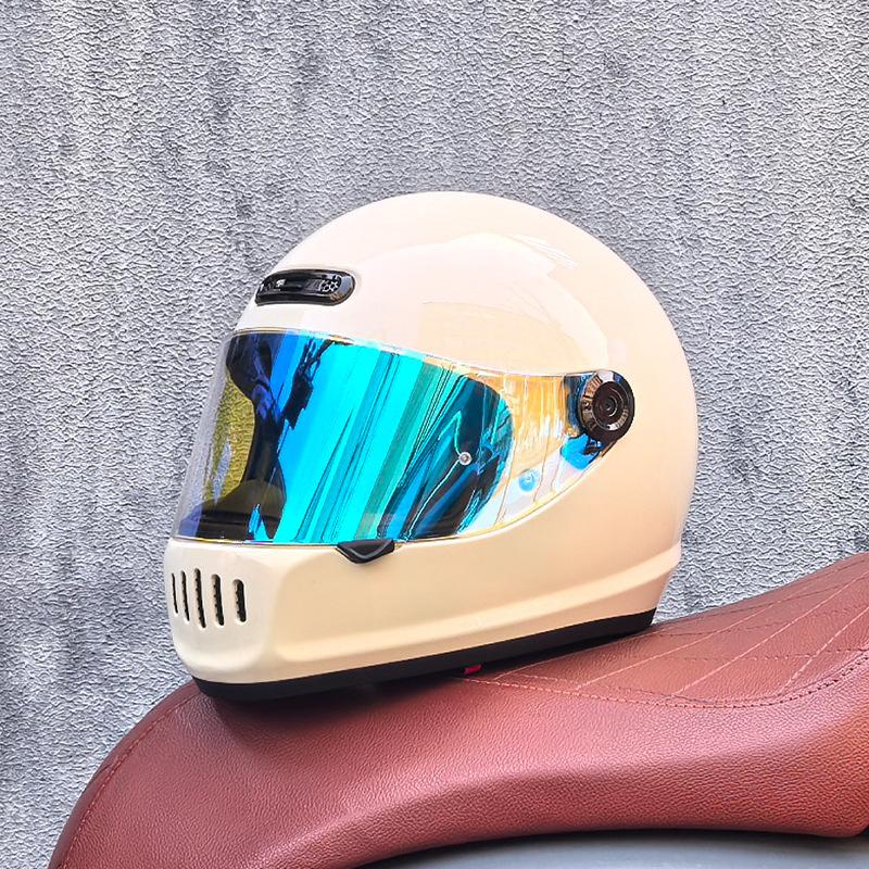 Motorcycle Retro Full Helmet Men's Winter Personality Cool Women's National Tide Race Cruise Retro Car Helmet Universal In All Seasons