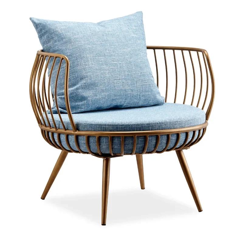 Nordic Living Room Chairs Wrought Iron Sofa Luxury Minimalist Chairs Hair Salon Rest Area Chair Coffee Restaurant Deck Armchair