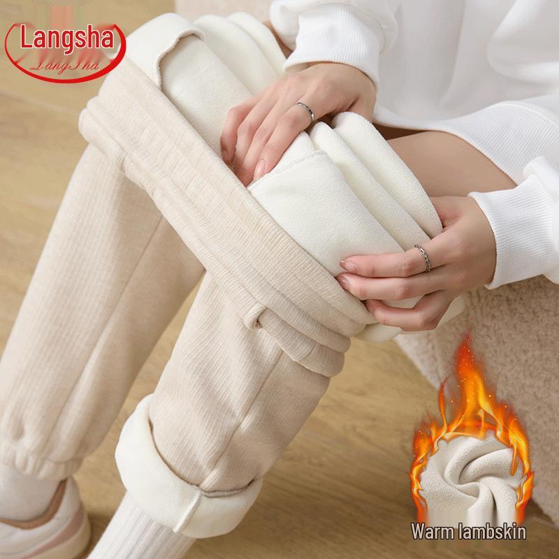 Langsha Women s Winter Lamb Fleece Harem Sweatpants M