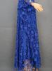 Plus Size African Women's Loose Long Robe Dress with Water Soluble Lace & Short Sleeves