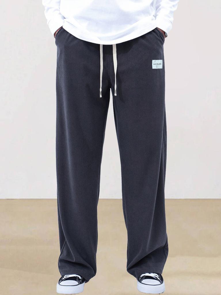 Herbst Neue Herren Casual Cord Lässige Passform Kordelzug Hose Einfarbig Mode Streetwear Herrenhose