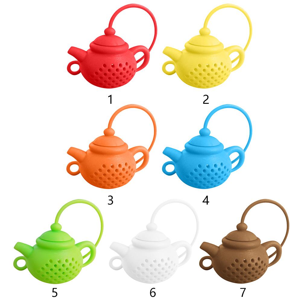 Teekannenform Teesieb Wiederverwendbare Silikon-Teebeutel mit langem Griff Teezubereiter für losen Tee Gewürze und Würzmischungen