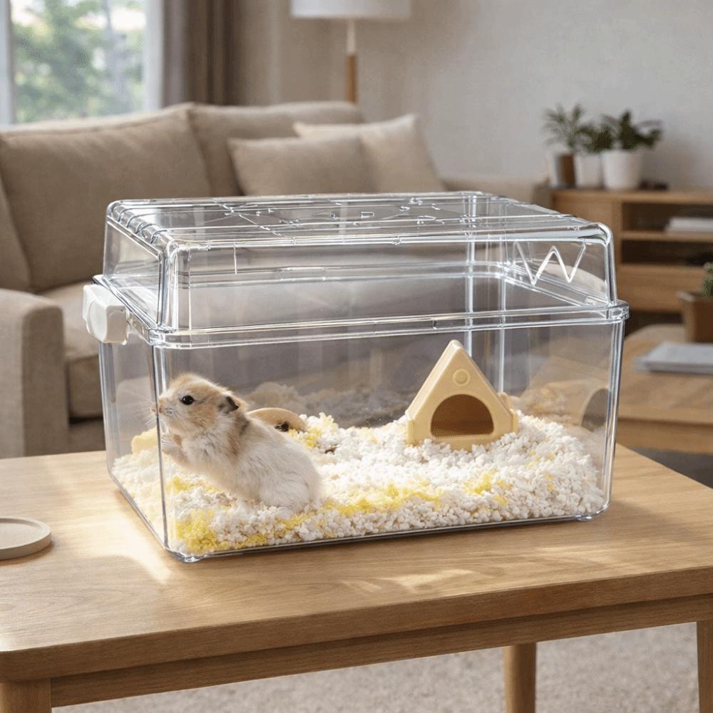 Schnallen-Design Hamsterkäfig Transparentes Hamsterhabitat Großer Raum Meerschweinchen-Villa Leicht zu reinigen