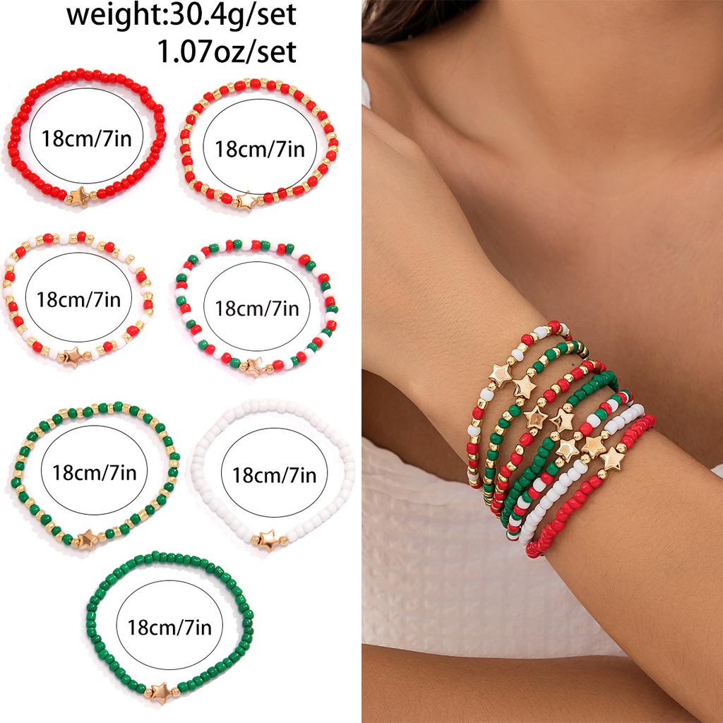 Christmas Letter Contrasting Bracelet Set, Creative Santa Gift Letter Jewelry