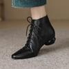 Women's Cow Leather Round Toe Lace-up Back Zip Autumn Ankle Boots High Quality Soft Comfortable Casual Female Short Boots Shoes