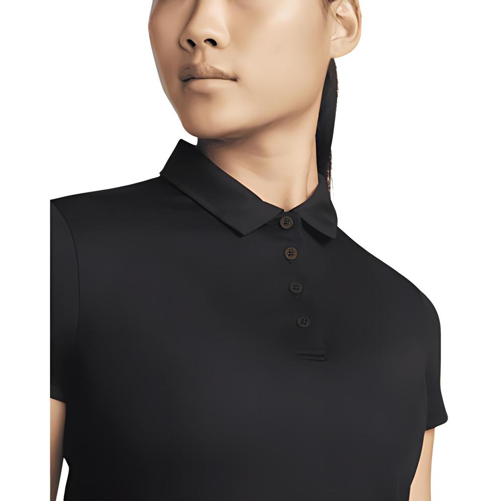 Nike Solid Color Short Sleeve Casual Polo Shirt Women Tops Black DH2310-010
