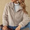Women Fashion Winter Warm Comfortable Long Sleeve Lapel Fleece Plush Jacket Coat