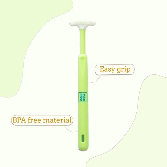 Mee Mee Tongue Cleaner for Baby | Tender Baby Oral Cleaner Toothbrush with Silicone Scraper | Suitable from 6+ Months | With Non-Slip Handle (Orange)