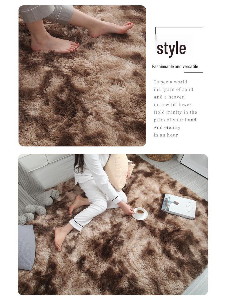 Silk and Wool Tie-Dye Plush Bedroom Rug