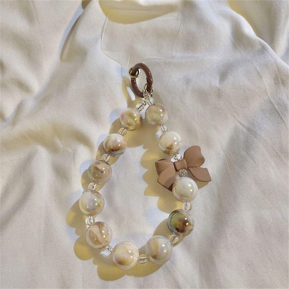 Cartoon Bear Beads Phone Chain Short Style Cellphone Strap Mobile Phone Lanyard  Phone Charm