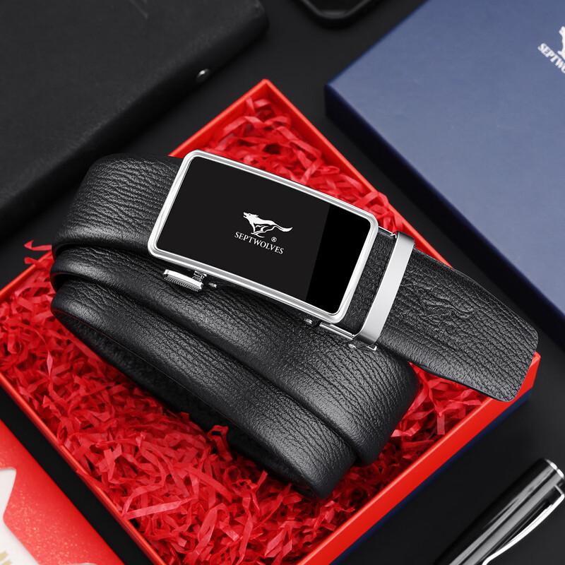 Septwolves Men s Genuine Leather Automatic Buckle Belt 120cm
