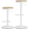 Bar Stool Set of 2, Height-Adjustable 360 degrees Swivel Bar Stool with Steel Frame Footrest 38.5x38.5x60-80 cm Natural Wood+White