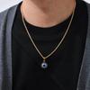 Lässige Böse Blaue Augen Halsketten für Männer Jungen,Runder Anhänger aus Edelstahl,Ethnische Türkische Amulett Geschenke Schmuck