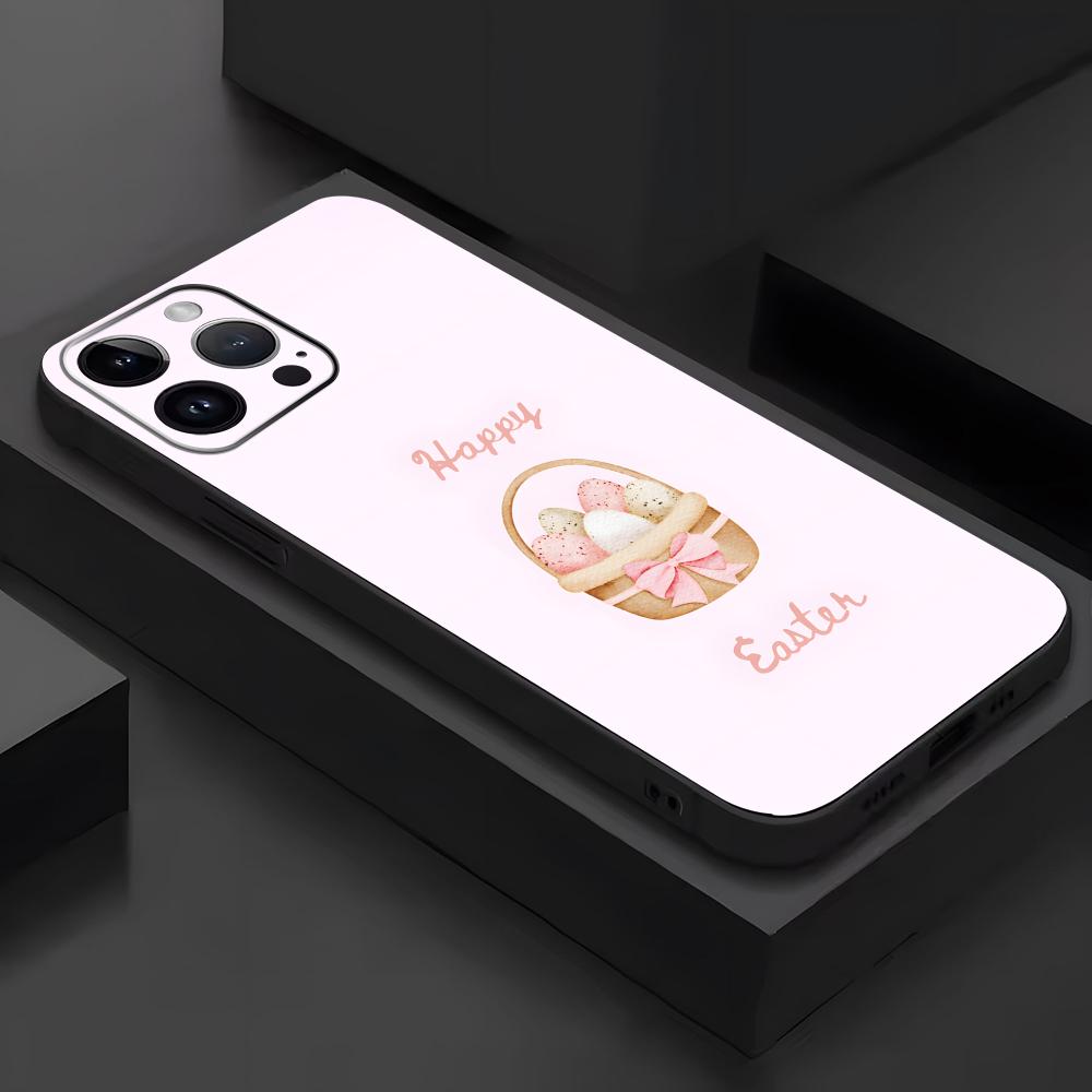Easter Phone Case For iPhone17 16 16e 15 14 13 12 11 Plus Mini Pro Max Soft Black Shockproof Cover